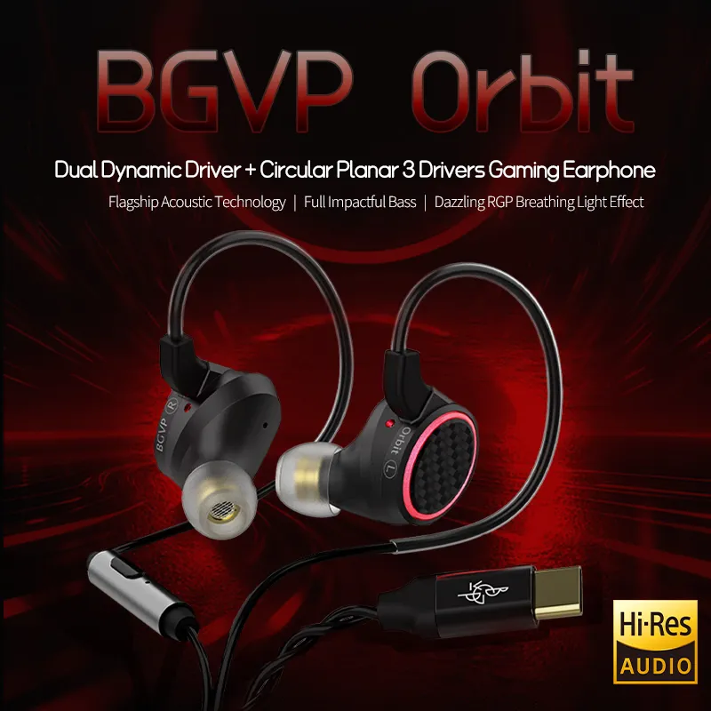 BGVP Orbit 3 Driver Gaming IEM 2DD+1 Planar Magnetic Unit FPS Earphone 官网产品图